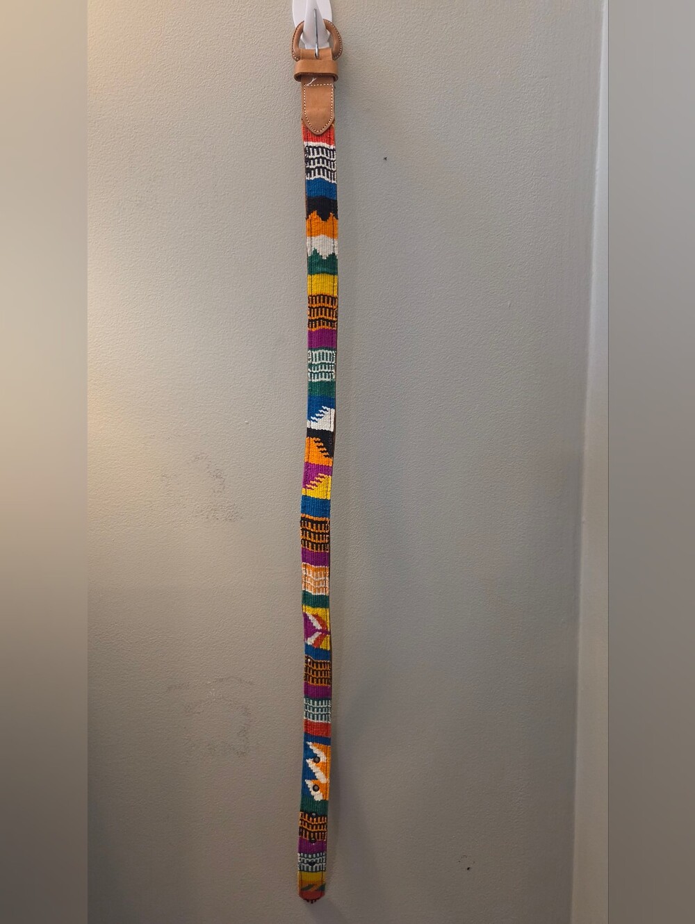 Handmade Leather And Cotton Handwoven Multicolor Belt